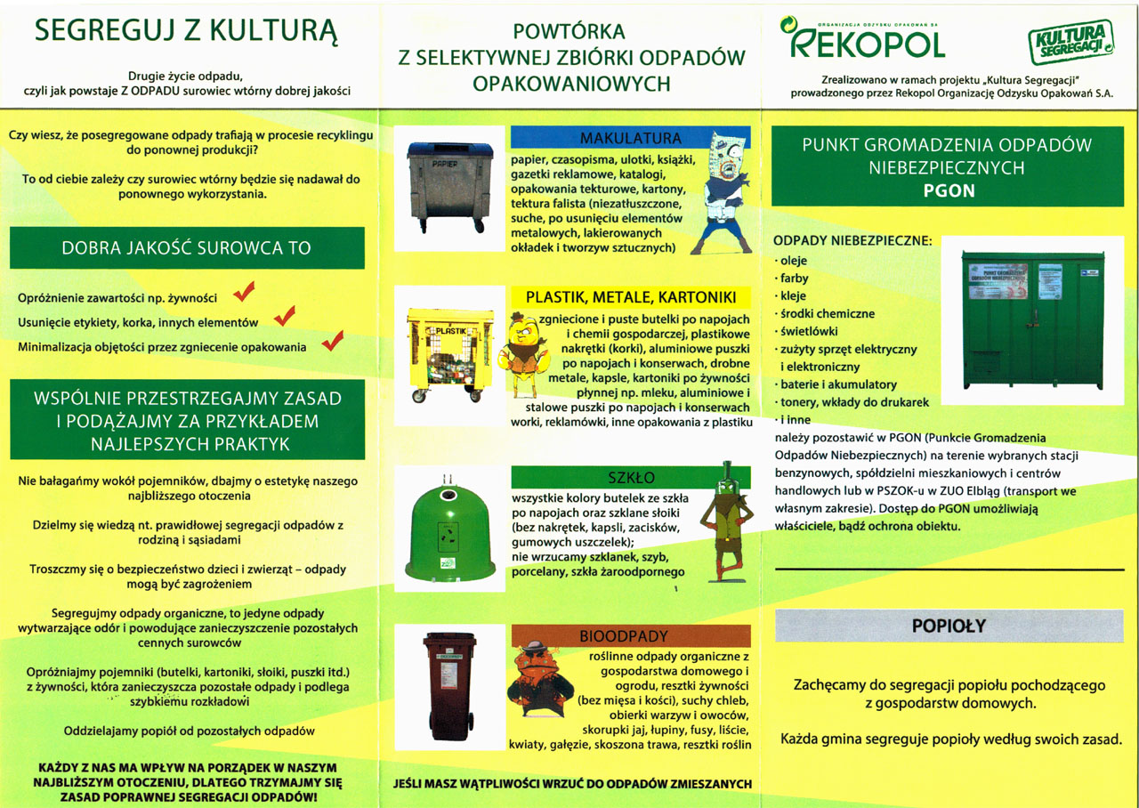 Folder segregacji odpadów